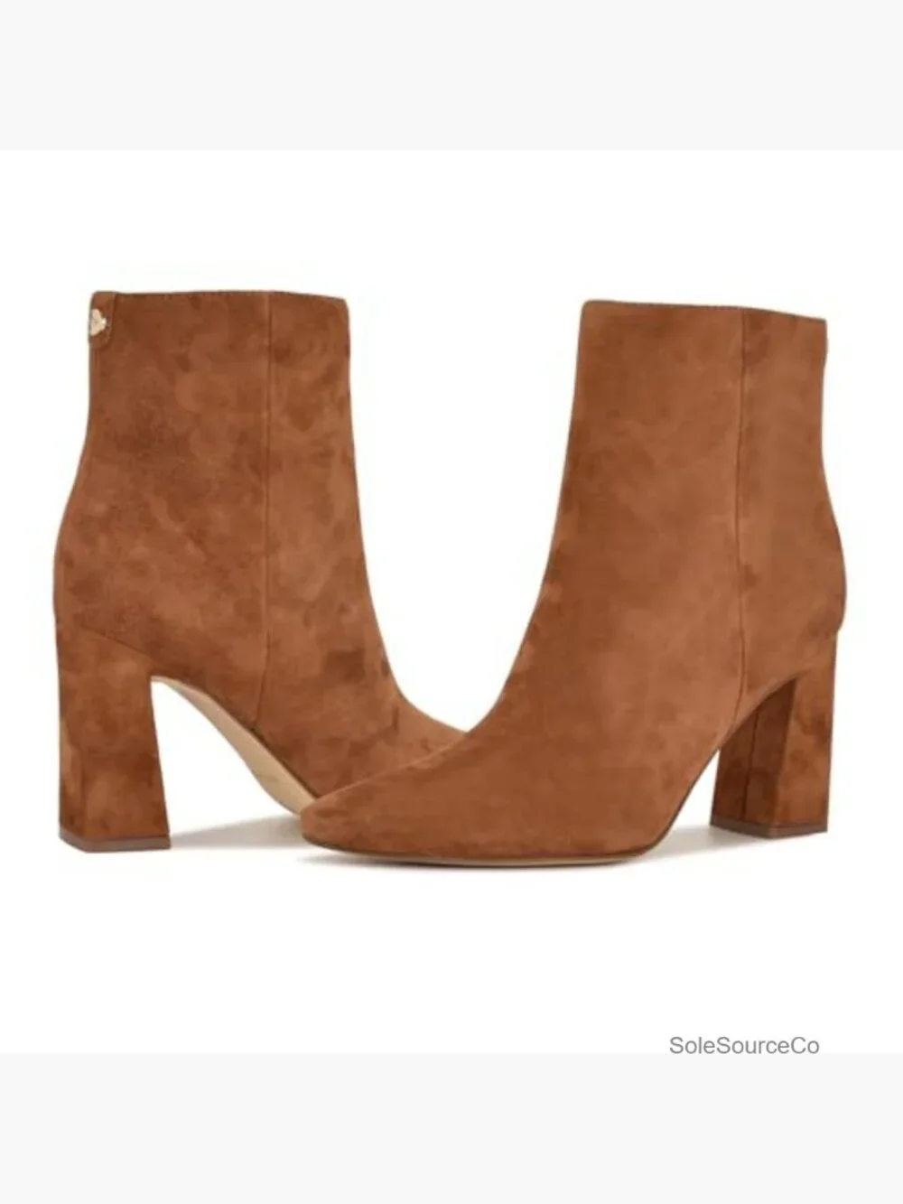 Ankle Bootie with Block Heel and Snip Toe Zip Closure Suede
